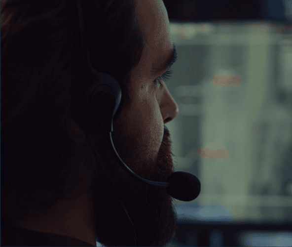 Technical support specialist wearing a headset